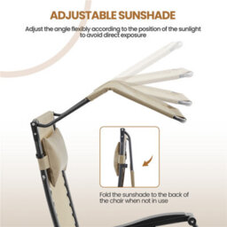 Yaheetech Beige Outdoor Foldable Zero Gravity Chair With Sunshade - thumbnail 9