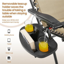 Yaheetech Beige Outdoor Foldable Zero Gravity Chair With Sunshade - thumbnail 6