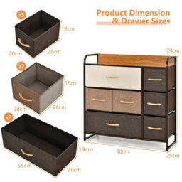 7-Drawer Storage Cabinet, Large Capacity Fabric Dresser, Bedroom Clothes Organiser, Living Room Office Storage Unit - thumbnail 2