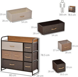 7-Drawer Storage Cabinet, Large Capacity Fabric Dresser, Bedroom Clothes Organiser, Living Room Office Storage Unit - thumbnail 3