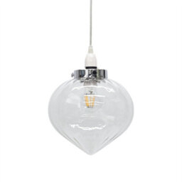 First Choice Lighting Set Of 2 Layla - Clear Glass Easy Fit Pendant Shades Chrome Detail - thumbnail 3
