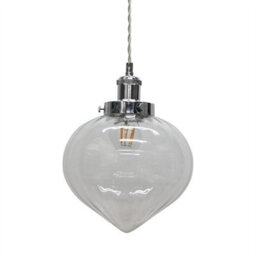 First Choice Lighting Set Of 2 Layla - Clear Glass Easy Fit Pendant Shades Chrome Detail - thumbnail 2