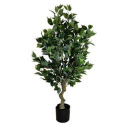 Artificial 100Cm Leaf Realistic Artificial Ficus Tree / Plant Bush Ficus Silver Curve Planter - thumbnail 2