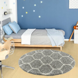 The Rugs Moroccan Shaggy Rugs And Runners Soft Fluffy Trellis Design High Pile Grey And Ivory  Living Room Kitchen Hallway 610 - thumbnail 6