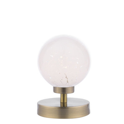 DAR Esben Touch Table Lamp Antique Brass With White Confetti Glass - image 1