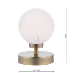 DAR Esben Touch Table Lamp Antique Brass With White Confetti Glass - thumbnail 3