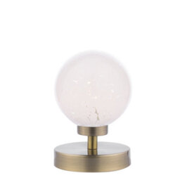 DAR Esben Touch Table Lamp Antique Brass With White Confetti Glass