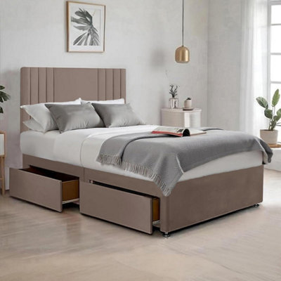 Mink Plush Sawana 4Ft6 Double Bed With 20 Inch Headboard With Mattress And 2Drawers - image 1