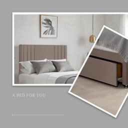 Mink Plush Sawana 4Ft6 Double Bed With 20 Inch Headboard With Mattress And 2Drawers - thumbnail 2