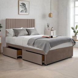 Mink Plush Sawana 4Ft6 Double Bed With 20 Inch Headboard With Mattress And 2Drawers - thumbnail 1