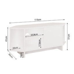 Teo Corner Tv Stand - Space - Saving Tv Unit For 43-48 Inch Tvs, Compact Media Console With Open Shelves&cabinet (White) - thumbnail 5