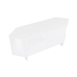 Teo Corner Tv Stand - Space - Saving Tv Unit For 43-48 Inch Tvs, Compact Media Console With Open Shelves&cabinet (White) - thumbnail 4