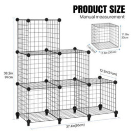 6 Tier Cube Metal Bookcase Shelving Storage Display Shelf Stand Unit Furniture - thumbnail 2