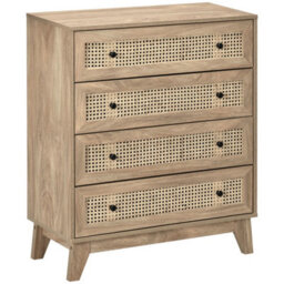 4 Drawer Natural Rattan Chest Of Drawers Bedroom Dresser Cabinet
