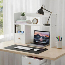 Desktop Organizer Shelf With Drawer Desk Storage Rack Home Office - thumbnail 3