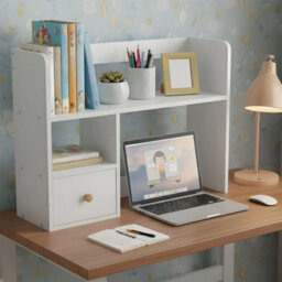 Desktop Organizer Shelf With Drawer Desk Storage Rack Home Office - thumbnail 4