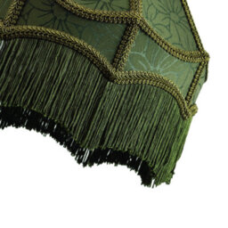 Happy Homewares Classic Victorian Style Empire Pendant Shade In Forest Green Fabric With Tassels - thumbnail 3