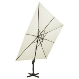 Berkfield Cantilever Umbrella With Double Top 300X300 Cm Sand - thumbnail 2