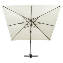 Berkfield Cantilever Umbrella With Double Top 300X300 Cm Sand - thumbnail 3