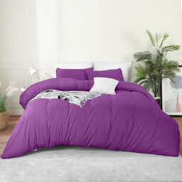 Bedlooms Purple Cotton Duvet Cover Set, Breathable & Anti-Allergic Bedding Pack, King 230X220Cm - thumbnail 1