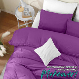 Bedlooms Purple Cotton Duvet Cover Set, Breathable & Anti-Allergic Bedding Pack, King 230X220Cm - thumbnail 5