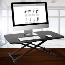 Duronic Dm05D24 Sit-Stand Desk Workstation, Desk Convertor, Manual Height Adjustable 5-40Cm, 74X47Cm Platform - Black - thumbnail 3
