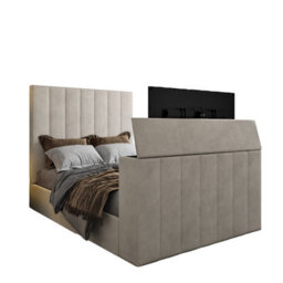 Vogue Upholstered Soft Velvet Line  Pebble Tv Bespoke Bed Frame - thumbnail 4