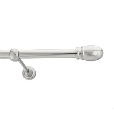 Toolty Inox Metal Curtain Pole 19mm With Finials Rod Classic Brackets Oval 350Cm