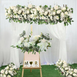 Living And Home Artificial Flower White Rose Floral Row For Wedding Aisle Decor Arch Table Centerpieces - thumbnail 2