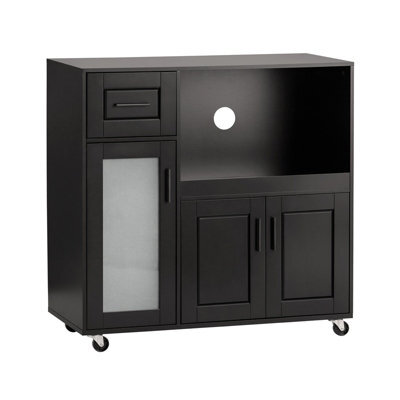 Sobuy Fsb78-Sch, Sideboard Microwave Cabinet Dining Room Cupboard Kitchen Trolley, Black,w88.5Xd40Xh89 - image 1