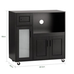 Sobuy Fsb78-Sch, Sideboard Microwave Cabinet Dining Room Cupboard Kitchen Trolley, Black,w88.5Xd40Xh89 - thumbnail 3