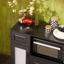 Sobuy Fsb78-Sch, Sideboard Microwave Cabinet Dining Room Cupboard Kitchen Trolley, Black,w88.5Xd40Xh89 - thumbnail 8