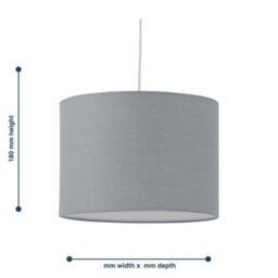 First Choice Lighting Grey Textured Cotton 25Cm Pendant Light Shade - thumbnail 7