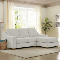 Xample Thomasville Dillard Right Hand Facing Corner Sofa, Grey Fabric, Pocket Coil Cushions, Removable Back Cushions, Solid Wood Legs