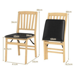 Set Of 2 Folding Chairs With Padded Seat Dining Chair - thumbnail 2
