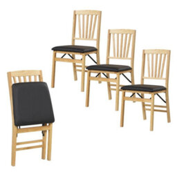Set Of 2 Folding Chairs With Padded Seat Dining Chair - thumbnail 1