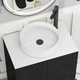 Royal Bathrooms Royal Bathroom Elmore 600mm Matt Nocturne Black Freestanding Vanity Unit 2 Drawer With Plain White Worktop & No Basin - thumbnail 4