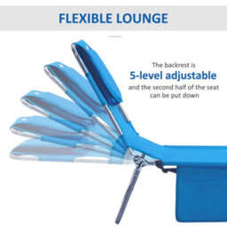 Outsunny Sun Lounger With Reading Hole, Folding Garden Lounger, Blue - thumbnail 4