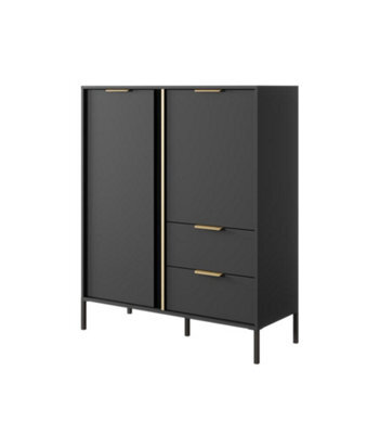 Arte Modern Anthracite & Gold Highboard Cabinet - Chic Storage Solution (H)1240mm (W)1030mm (D)400mm - image 1