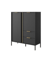 Arte Modern Anthracite & Gold Highboard Cabinet - Chic Storage Solution (H)1240mm (W)1030mm (D)400mm - thumbnail 1