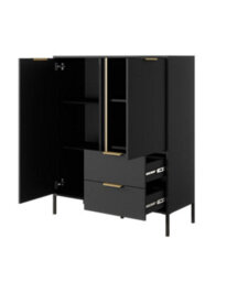 Arte Modern Anthracite & Gold Highboard Cabinet - Chic Storage Solution (H)1240mm (W)1030mm (D)400mm - thumbnail 2