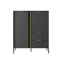 Arte Modern Anthracite & Gold Highboard Cabinet - Chic Storage Solution (H)1240mm (W)1030mm (D)400mm - thumbnail 3