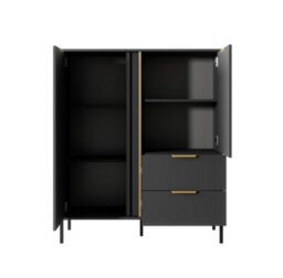 Arte Modern Anthracite & Gold Highboard Cabinet - Chic Storage Solution (H)1240mm (W)1030mm (D)400mm - thumbnail 4