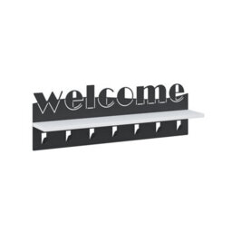 Decortie Modern Welcome Letter Wall Hanger White Metal 7 Metal Hooks Hanging Shelf Rack Hotels, Hallway, Bedroom (Black) - thumbnail 2