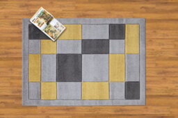 Smart Living Modern Thick Havana Carved Area Rug, Living Room Carpet, Kitchen Floor, Bedroom Soft Rugs 60Cm X 110Cm - Grey Ochre - thumbnail 2