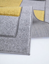 Smart Living Modern Thick Havana Carved Area Rug, Living Room Carpet, Kitchen Floor, Bedroom Soft Rugs 60Cm X 110Cm - Grey Ochre - thumbnail 3