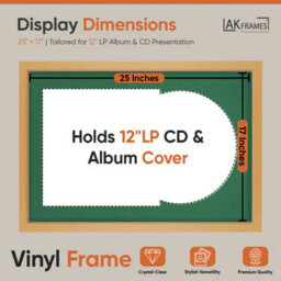 "AK Frames 25X17"" Country Pine Modern Vinyl Record Frame With Emerald Mount For 12 Inch Lp Cover & Disc - Overlapped Design" - thumbnail 2