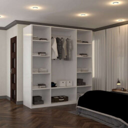 Sliding Wardrobes 4 u LTD Modern High-Gloss Mirrored Hinged Door Wardrobe With Storage Drawers (White, 160Cm) - thumbnail 4