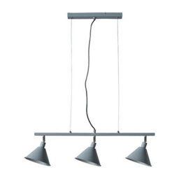 Valuelights Brisner 3 Way Suspended Ceiling Light With Grey Silver Metal Cone Shades