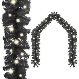 Berkfield Elegant Christmas Garland With Led Lights 10 M Black - thumbnail 2